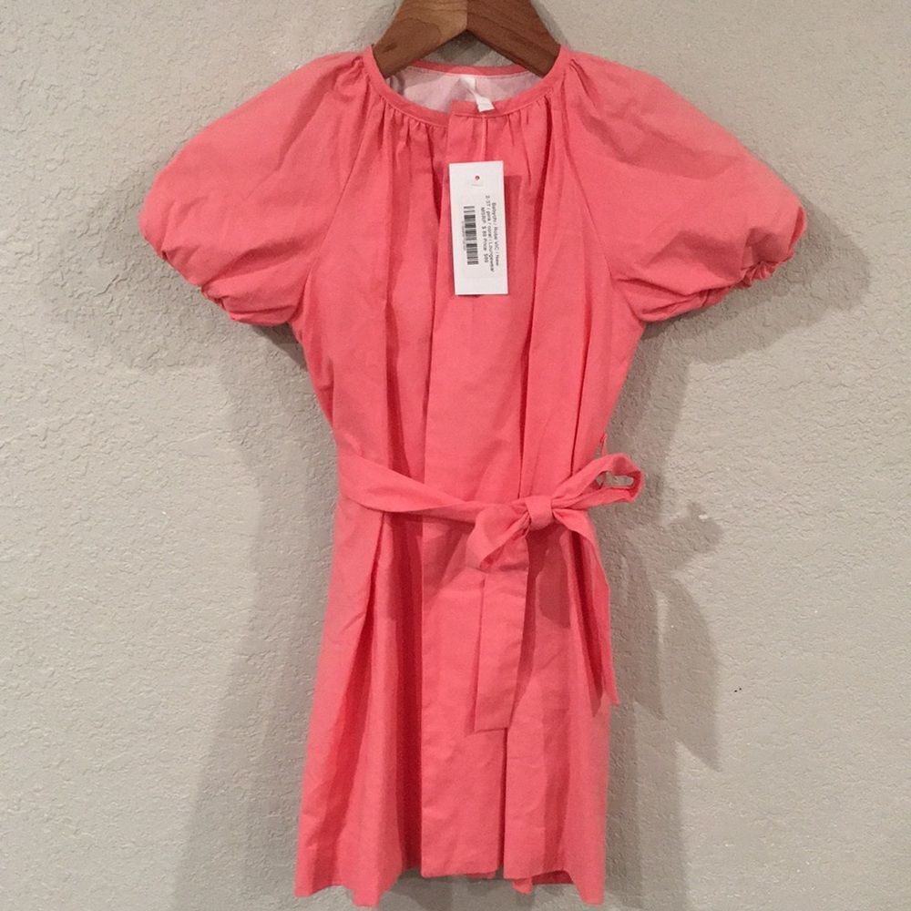 NEW Babychi Girls Sz 2-4Y Organic Coral Puff Sleeve Robe‎ VIC Belt 100% Cotton